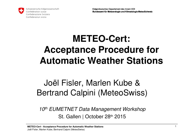 meteo cert acceptance procedure for automatic weather