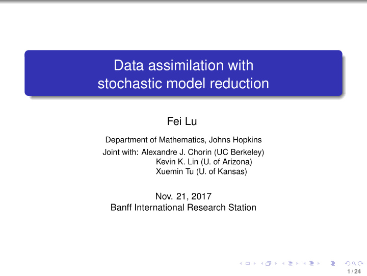 data assimilation with stochastic model reduction