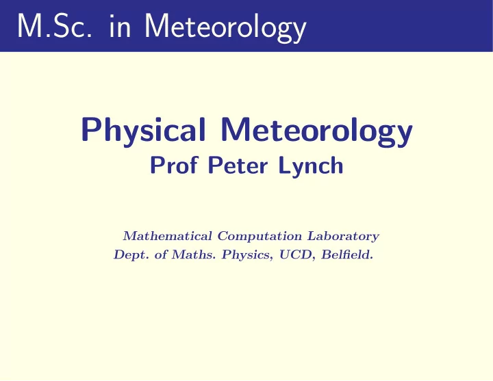 m sc in meteorology physical meteorology