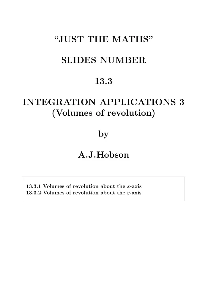 just the maths slides number 13 3 integration