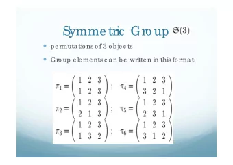Symmetric  Gro up  pe rmutatio ns o f 3 o bje c ts  Gro up elements c an be written in this