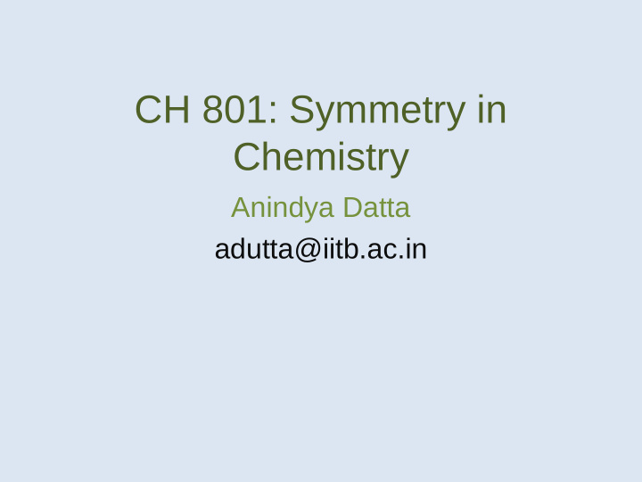ch 801 symmetry in chemistry