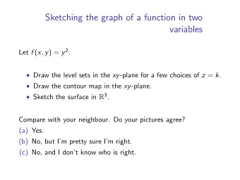 Sketching the graph of a function in two  variables Let f ( x , y ) = y 2 .  Draw the level sets