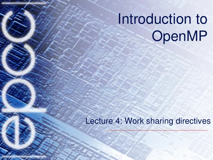 introduction to openmp