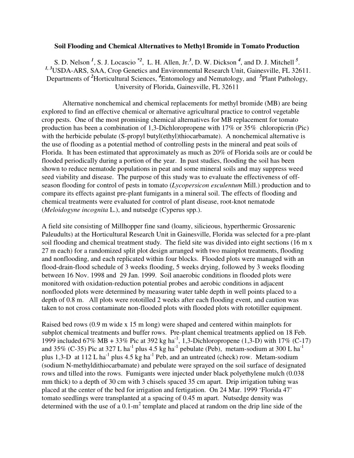 soil flooding and chemical alternatives to methyl bromide