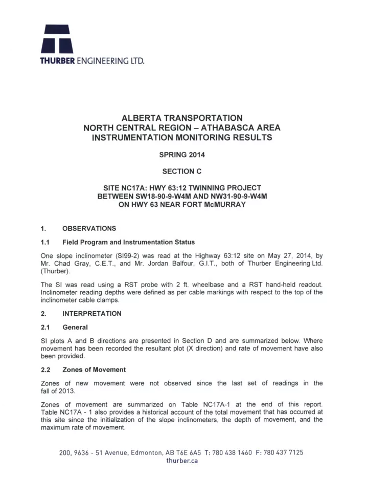thurber engineering l t d alberta transportation north