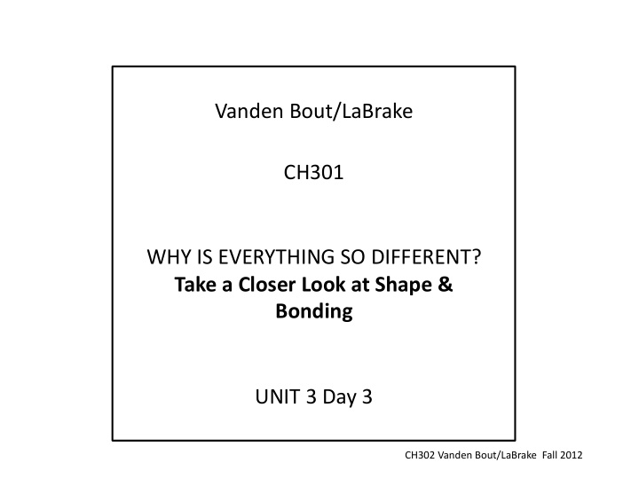 vanden bout labrake ch301 why is everything so different