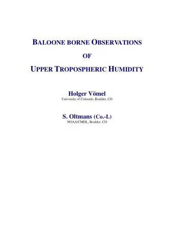 CU NOAA/CMDL W ATER V APOR O BSERV ATIONS :  G G ALAPAGOS ALAPAGOS :  San Cristbal,