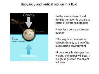 Buoyancy and vertical motion in a fluid  In the atmosphere, local  density variation is usually