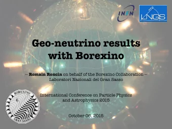 Geo-neutrino results with Borexino -- Romain Roncin on behalf of the Borexino Collaboration --