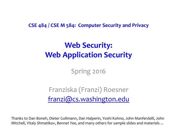 web security web application security spring 2016