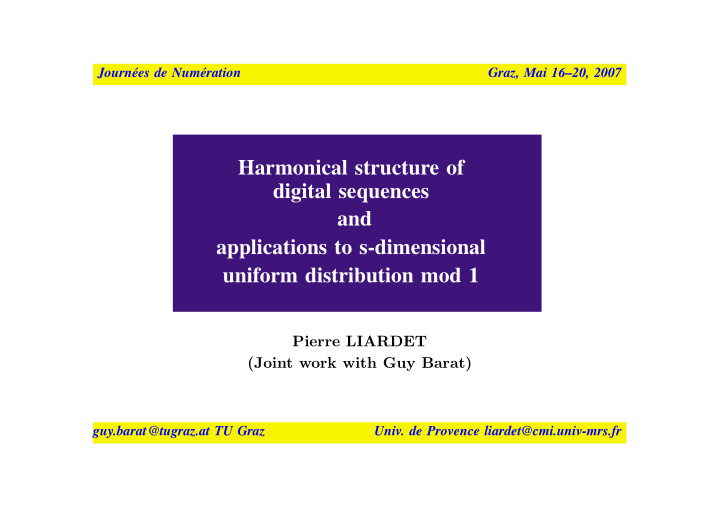 harmonical structure of digital sequences and