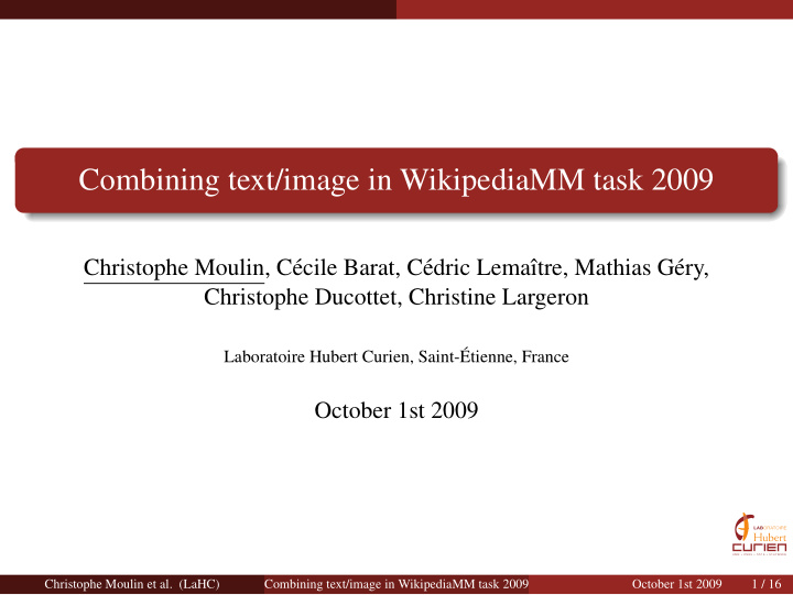 combining text image in wikipediamm task 2009