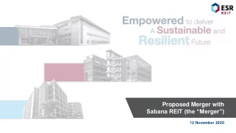 Sabana REIT (the Merger)  12 November 2020  Important Notice  Important Notice The value of