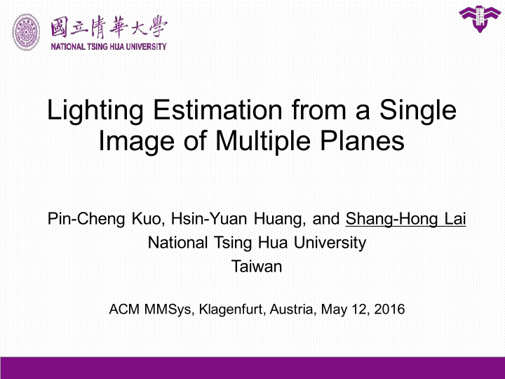 lighting estimation from a single image of multiple planes