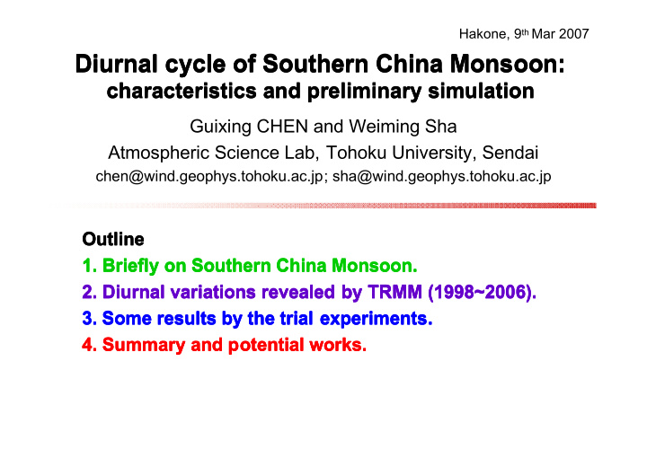 diurnal cycle of southern china monsoon