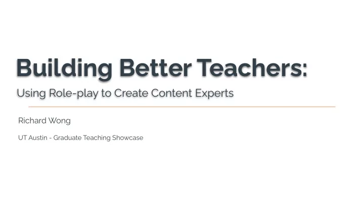 building better teachers