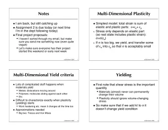 Notes  Multi-Dimensional Plasticity  I am back, but still catching up  Simplest model: total
