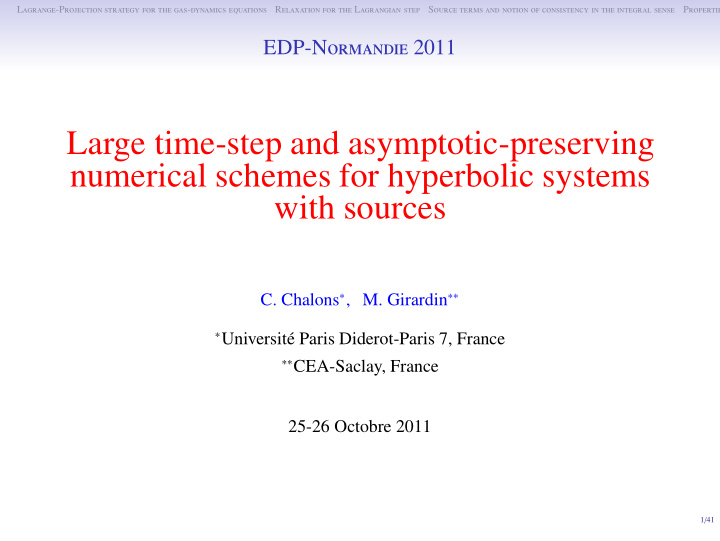 large time step and asymptotic preserving numerical