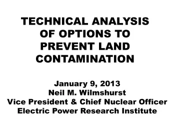TECHNICAL ANALYSIS  OF OPTIONS TO  PREVENT LAND  CONTAMINATION  January 9, 2013  Neil M. Wilmshurst