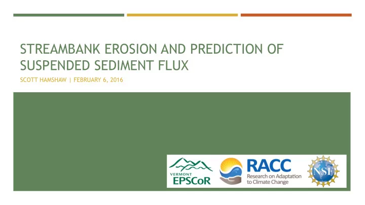 streambank erosion and prediction of