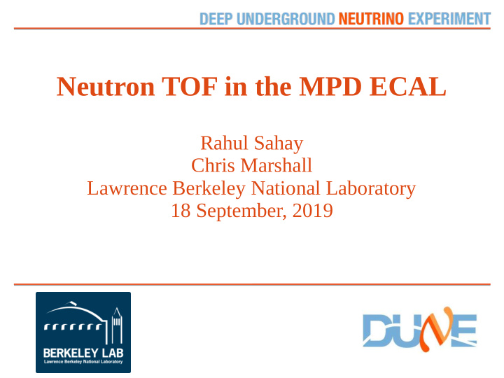 neutron tof in the mpd ecal