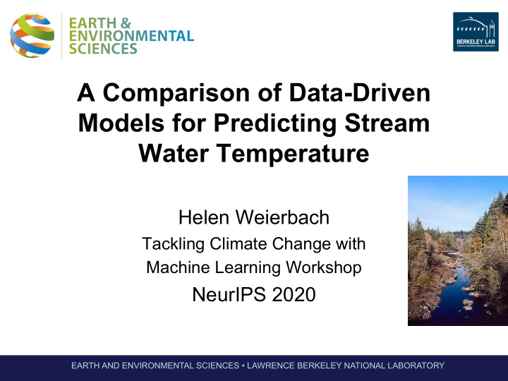 a comparison of data driven models for predicting stream