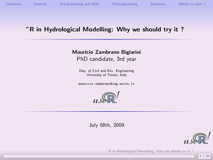 r in hydrological modelling why we should try it