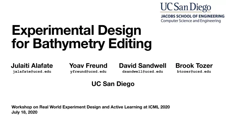 experimental design for bathymetry editing