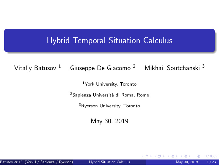 hybrid temporal situation calculus