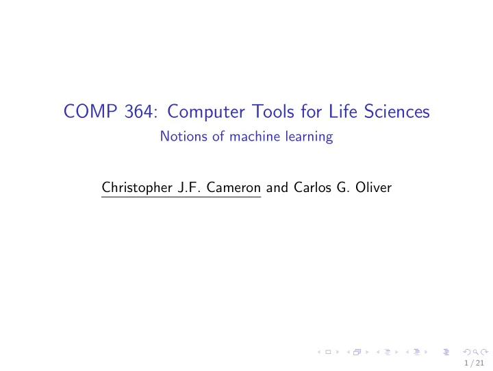 comp 364 computer tools for life sciences