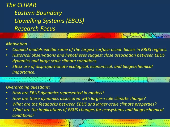 the clivar eastern boundary upwelling systems ebus