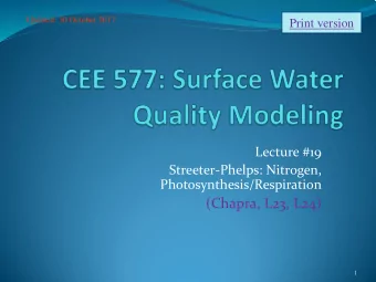 (Chapra, L23, L24)  1  Loading &amp; Overflow Model  L  =  P  +  116  .  12  . q s  From Chapra (pg