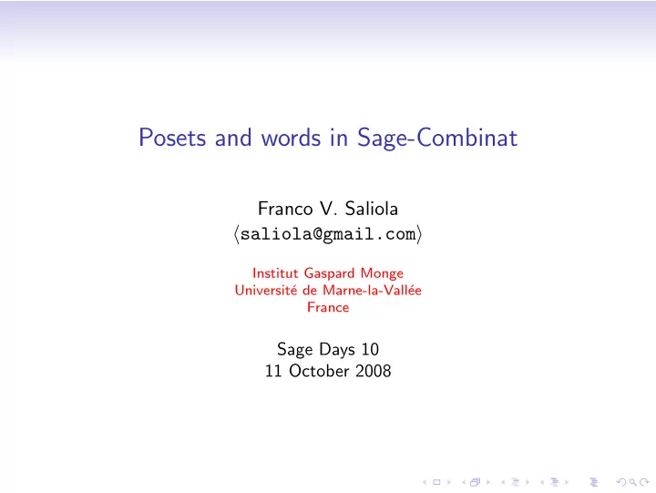 posets and words in sage combinat