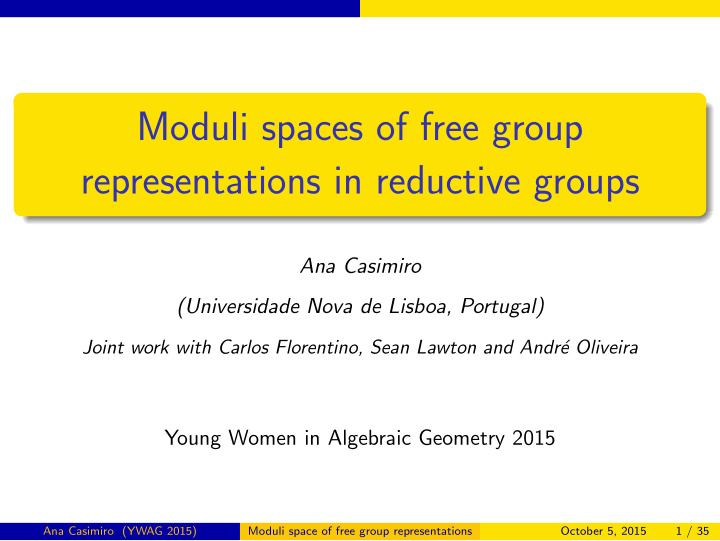 moduli spaces of free group representations in reductive