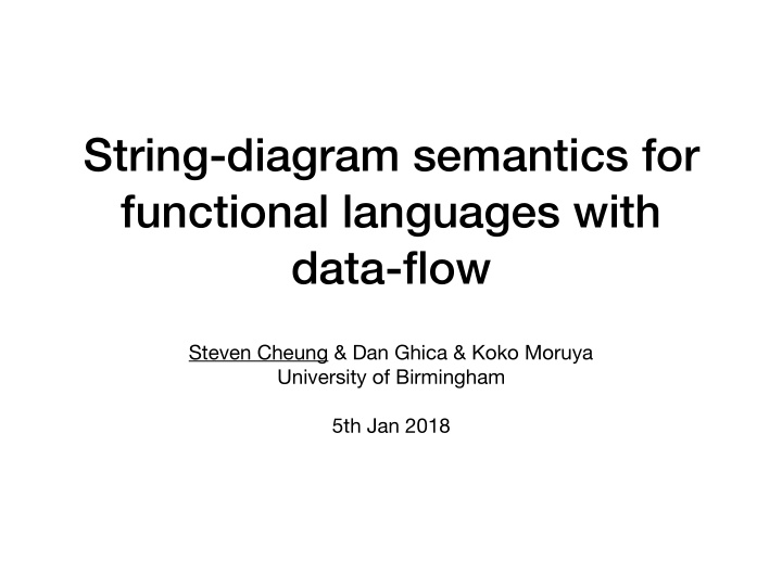 string diagram semantics for functional languages with