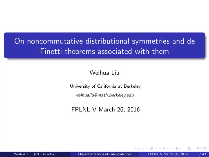 on noncommutative distributional symmetries and de