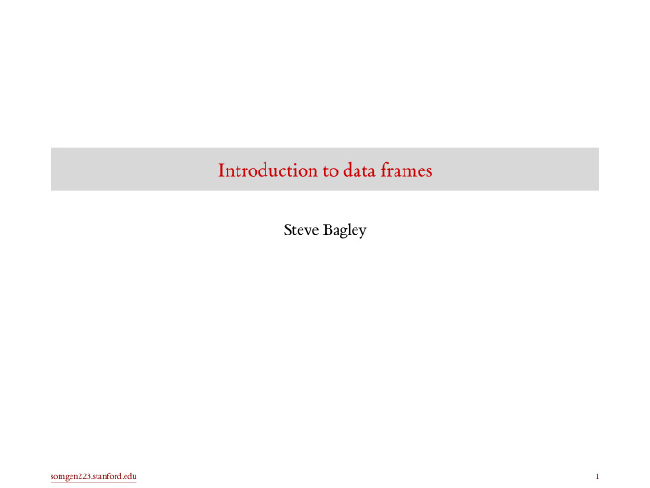introduction to data frames