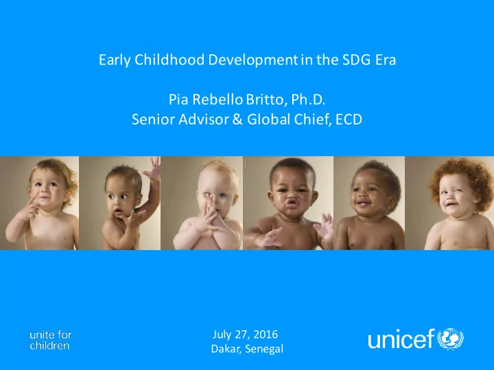 early childhood development in the sdg era pia