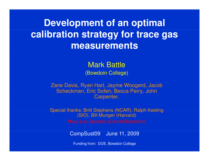 development of an optimal calibration strategy for trace