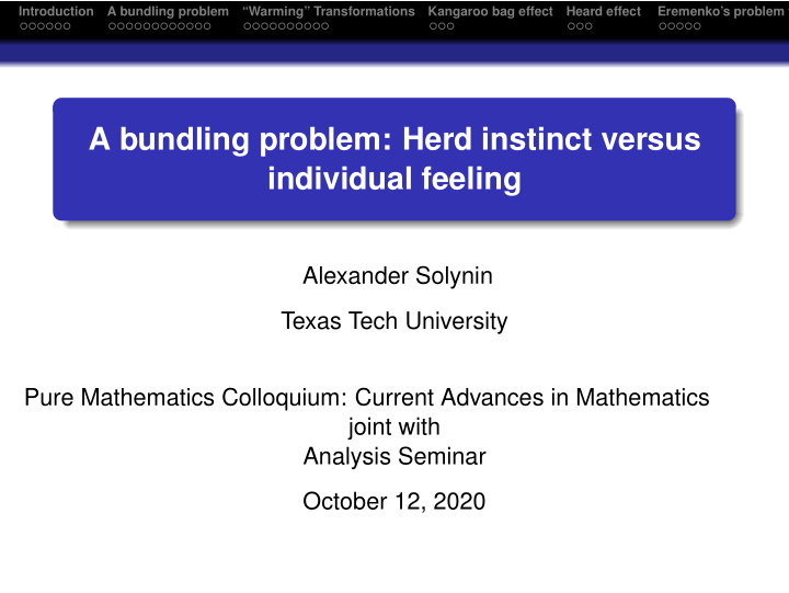 a bundling problem herd instinct versus individual feeling