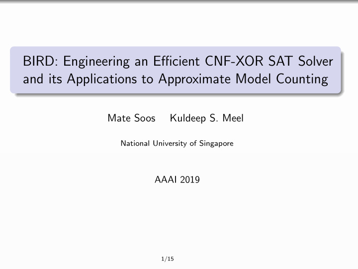 bird engineering an efficient cnf xor sat solver and its