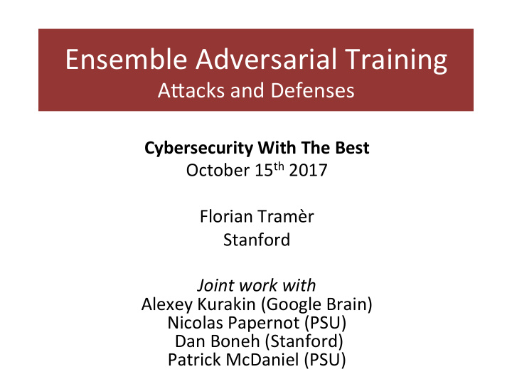 ensemble adversarial training