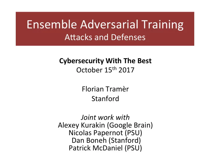 ensemble adversarial training