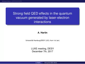 Strong field QED effects in the quantum  vacuum generated by laser-electron  interactions  A.