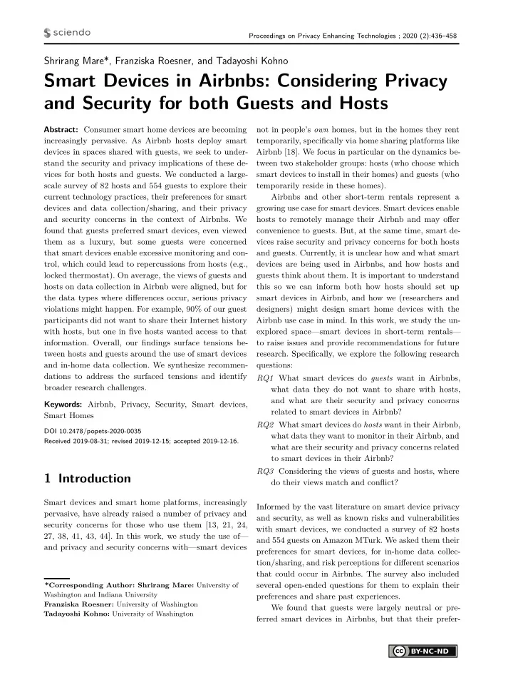 smart devices in airbnbs considering privacy and security