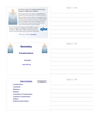 Geometry  Transformations  2014-09-08  www.njctl.org  Slide 3 / 154  Table of Contents  click on