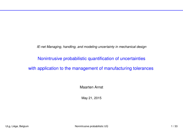 nonintrusive probabilistic quantification of