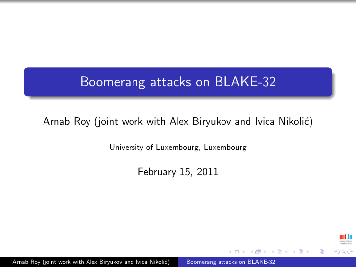 boomerang attacks on blake 32