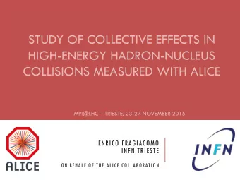 HIGH-ENERGY HADRON-NUCLEUS  COLLISIONS MEASURED WITH ALICE MPI@LHC  TRIESTE, 23-27 NOVEMBER 2015